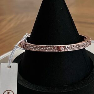 Tory Burch Rose Gold Crystal Pave Bangle Bracelet